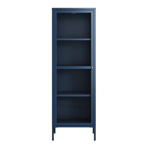 Vitrina Säkylä 1 porta aço 150x50x35 cm Azul en.casa