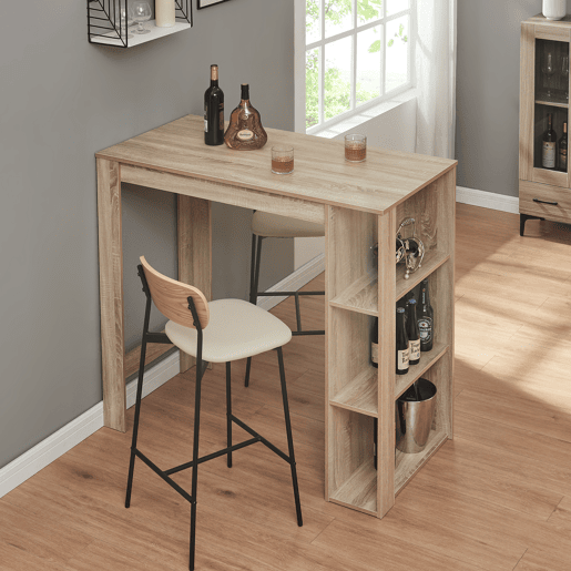 Mesa de bar Danderyd com 3 prateleiras 120x60x106 cm Aspeto carvalho en.casa