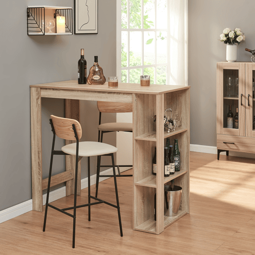 Mesa de bar Danderyd com 3 prateleiras 120x60x106 cm Aspeto carvalho en.casa