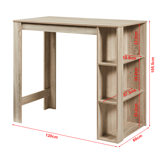 Mesa de bar Danderyd com 3 prateleiras 120x60x106 cm Aspeto carvalho en.casa