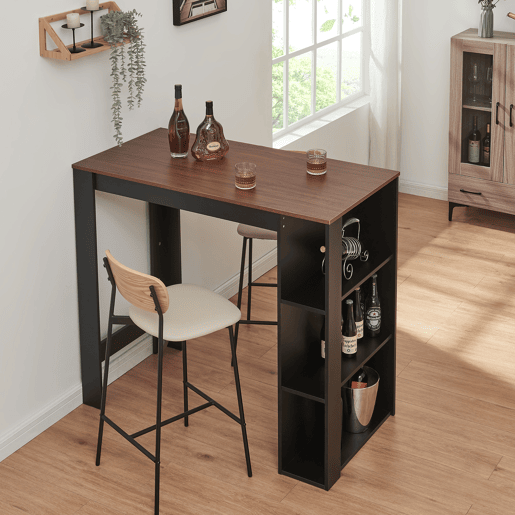 Mesa de bar Danderyd com 3 prateleiras 120x60x106 cm Preto  Nogueira en.casa