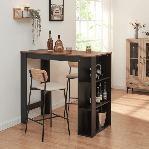 Mesa de bar Danderyd com 3 prateleiras 120x60x106 cm Preto  Nogueira en.casa