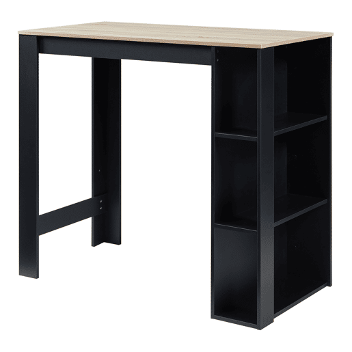 Mesa de bar Danderyd com 3 prateleiras 120x60x106 cm Preto  Carvalho en.casa