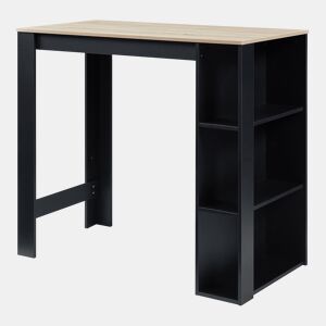 Mesa de bar Danderyd com 3 prateleiras 120x60x106 cm Preto  Carvalho en.casa