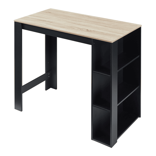 Mesa de bar Danderyd com 3 prateleiras 120x60x106 cm Preto  Carvalho en.casa