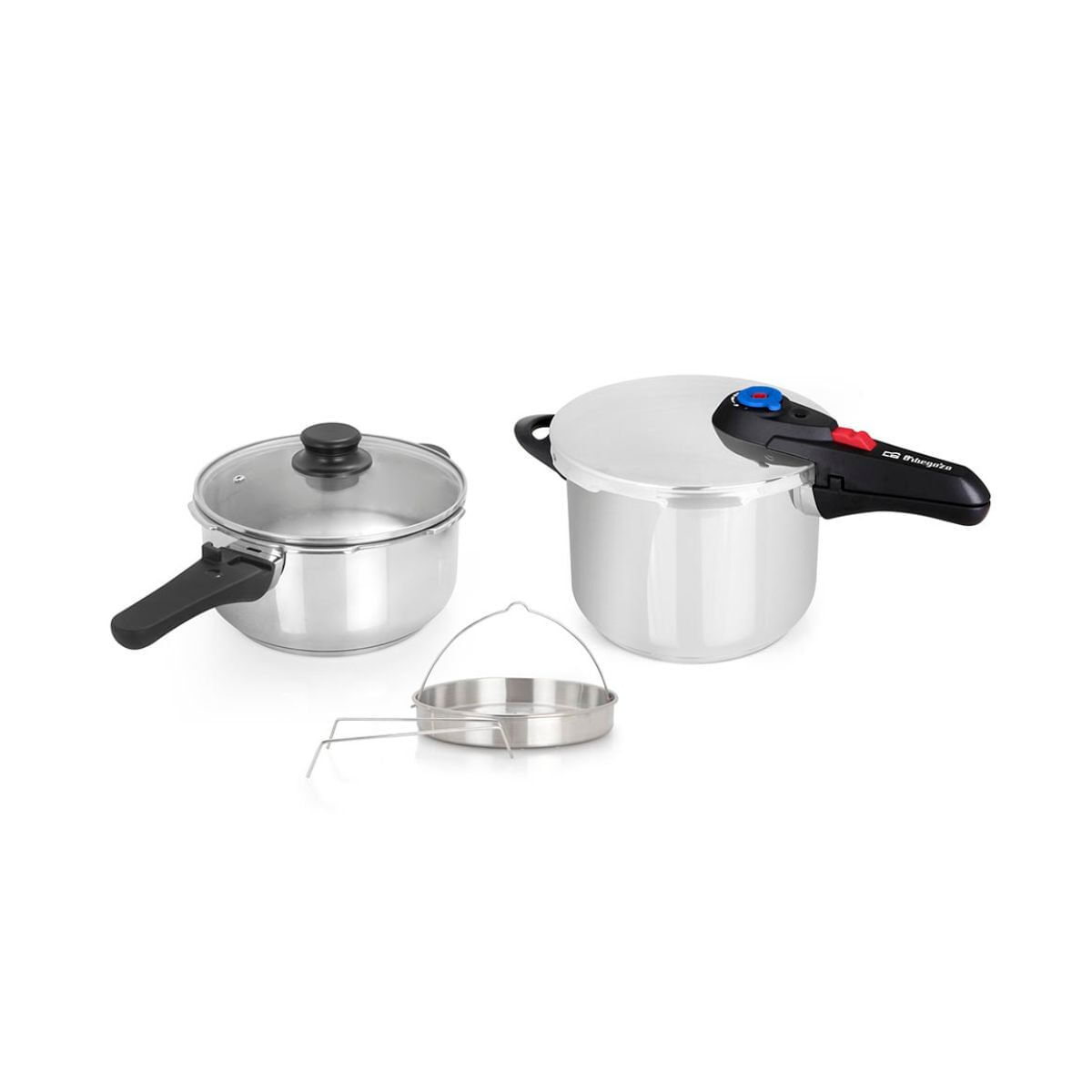 Set de 2 ollas rápidas Orbegozo HP 4566 acero inoxidable 4L/6L Ø22 cm