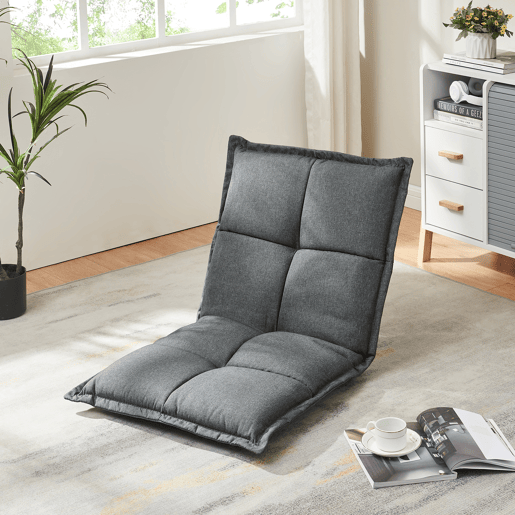 Cadeira de chão Deinze com estrutura metálica Regulável 52 x 50 cm - Cinzento escuro en.casa