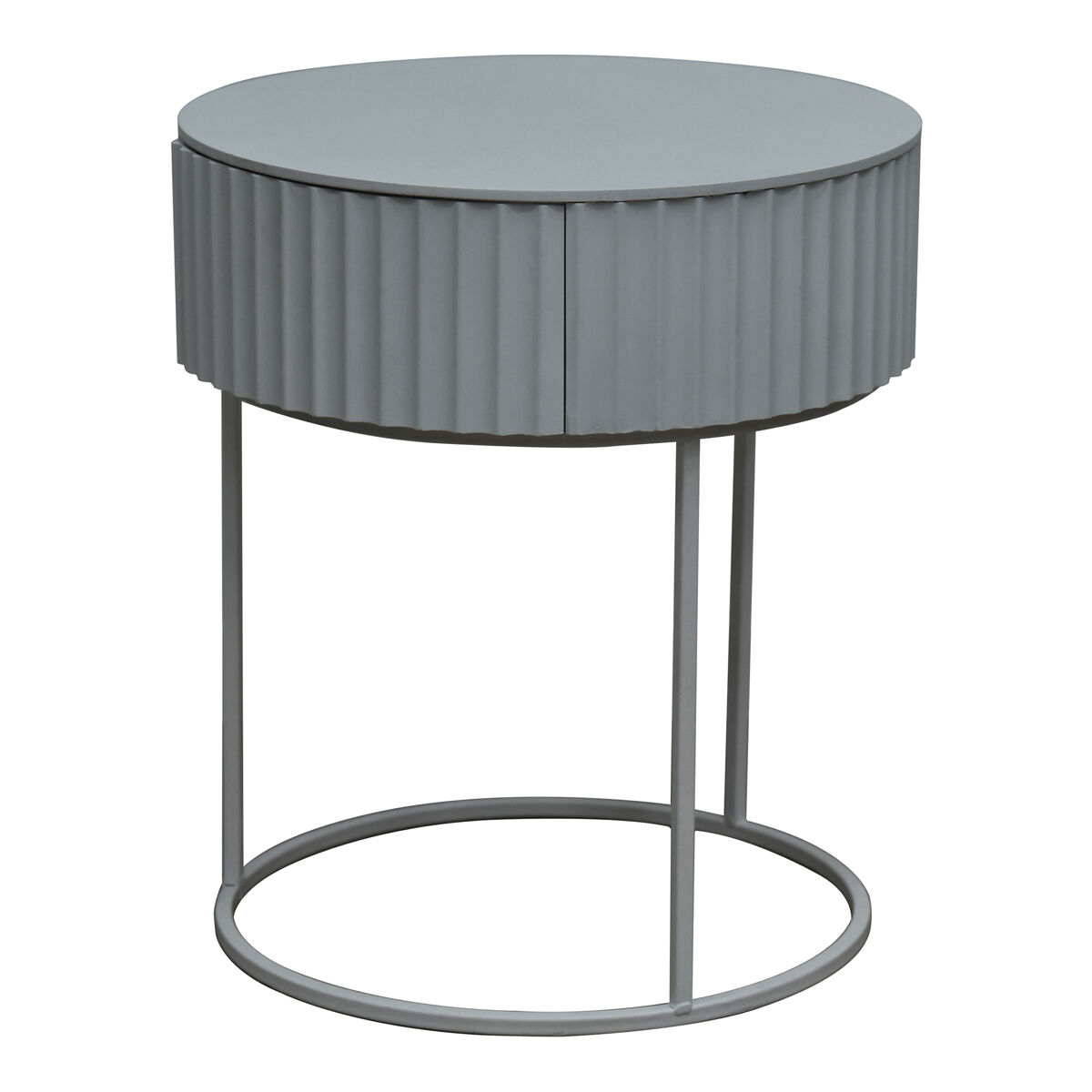 Mesa auxiliar Rill redonda con cajón metal [en.casa] 40x40