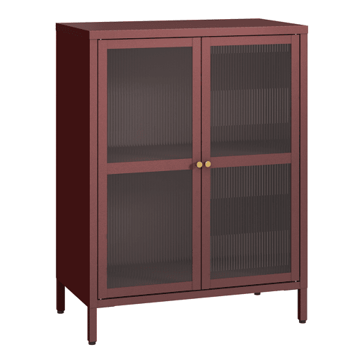 Aparador Säkylä 84x64x35cm 2 portas de vidro Vermelho en.casa