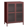 Aparador Säkylä 84x64x35cm 2 portas de vidro Vermelho en.casa