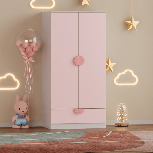 Armário de criança Sandnes com gaveta 123x60x40 cm Rosa en.casa