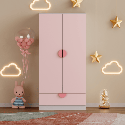 Armário de criança Sandnes com gaveta 123x60x40 cm Rosa en.casa