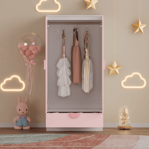Armário de criança Sandnes com gaveta 123x60x40 cm Rosa en.casa