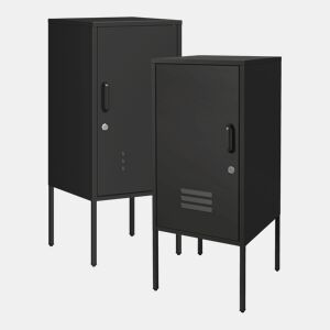 Conjunto de 2 mesas de cabeceira Hausjärvi 82x35x35cm Puxador porta direito e esquerdo preto en.casa