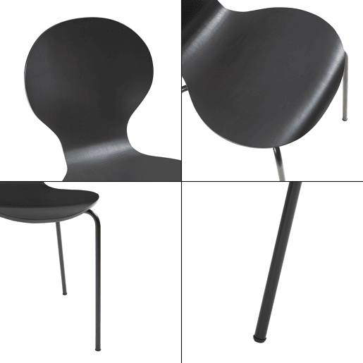 Conjunto de 4 cadeiras de jantar Etne - Preto en.casa