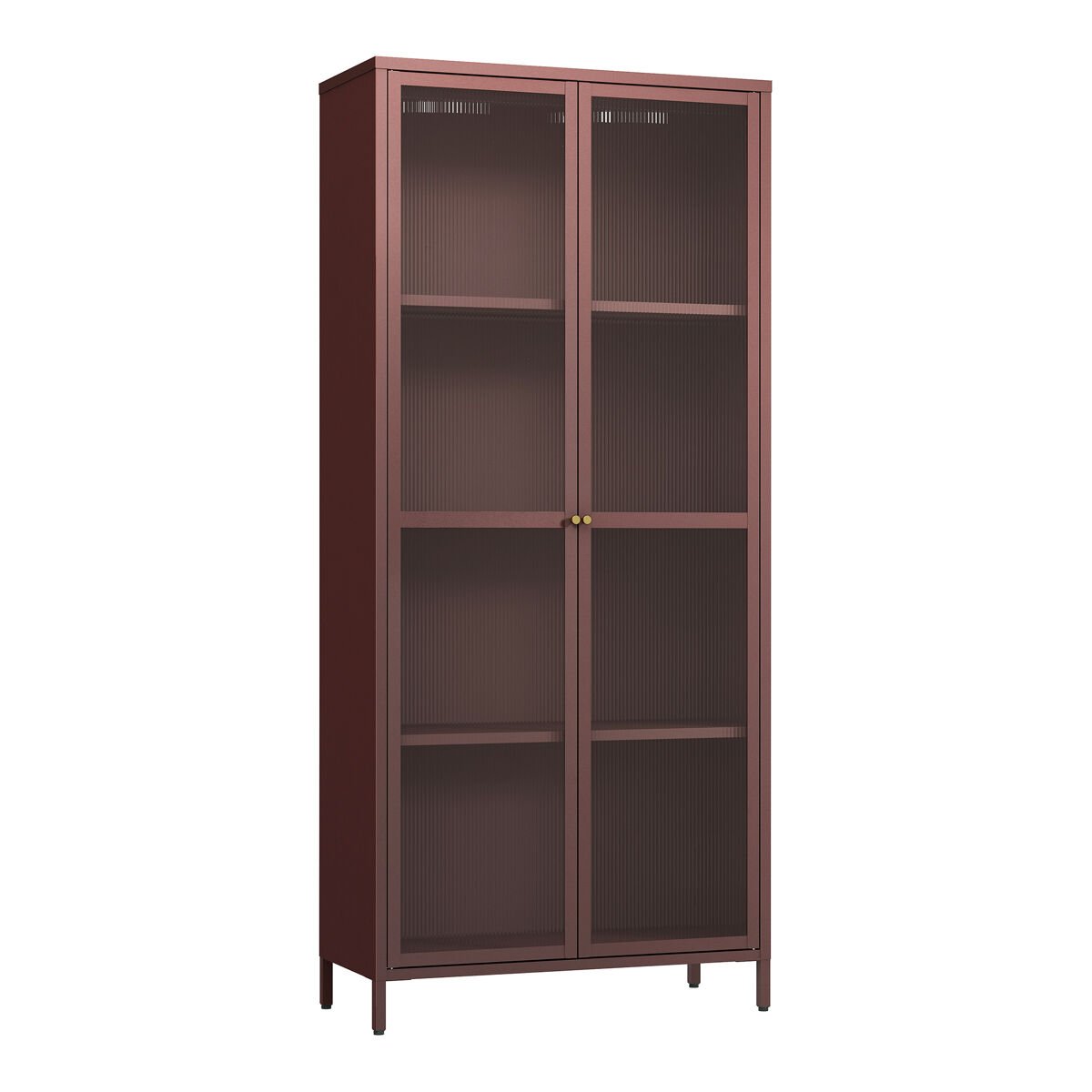 Vitrina säkylä con puertas de cristal 3 estantes 180x80x35 cm rojo burdeos [en.casa]