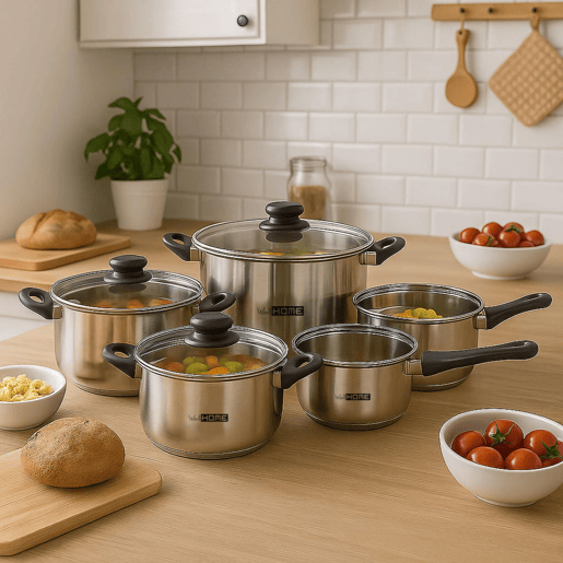 Conjunto de panelas Well Home de 8 peças com base de indução