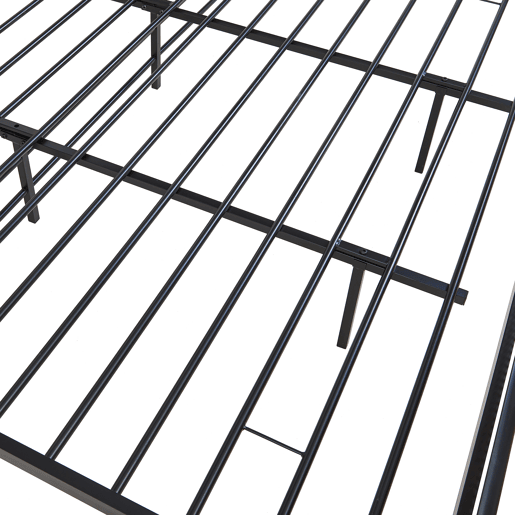 Cama metálica Linköping com cabeceira rectangular + colchão 180x200cm Preto  Efeito rattan en.casa