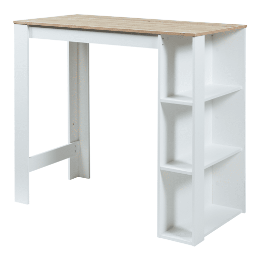 Mesa de bar Danderyd com 3 prateleiras 120x60x106 cm Branco  Carvalho en.casa