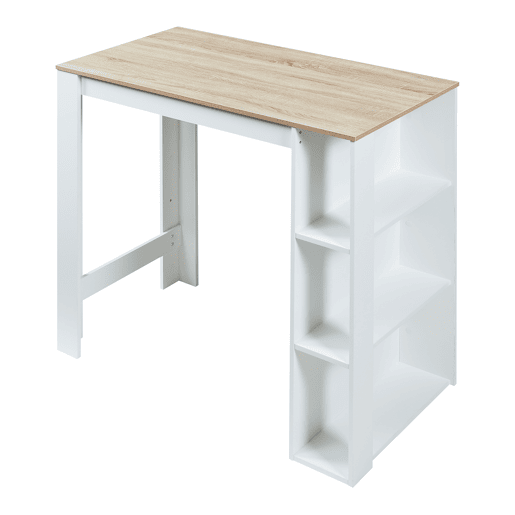 Mesa de bar Danderyd com 3 prateleiras 120x60x106 cm Branco  Carvalho en.casa