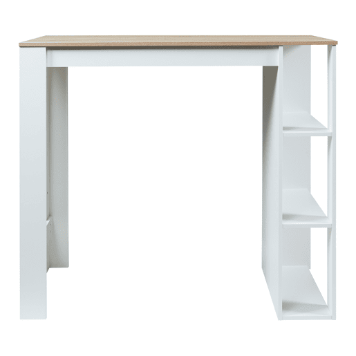 Mesa de bar Danderyd com 3 prateleiras 120x60x106 cm Branco  Carvalho en.casa