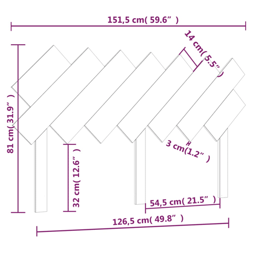 Cabeceira - Cabeceira de cama 151,5x3x81 cm pinho maciço cinzento