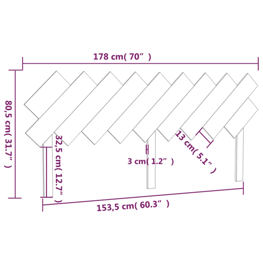 Cabeceira - Cabeceira de cama 178x3x80,5 cm pinho maciço