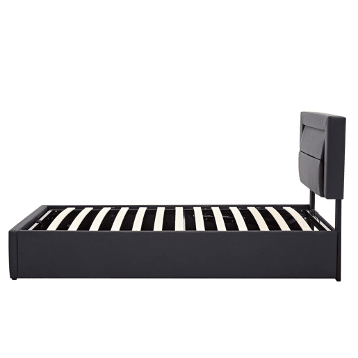 Cama estofada 90 x 190 cm - com USB, carregamento sem fios e com fios, LED e armazenamento - Preto