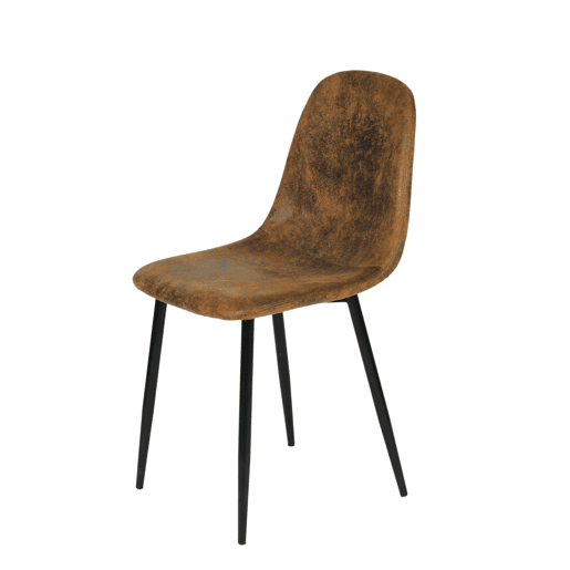 Conjunto de jantar extensível efeito madeira 118-157 cm com 4 cadeiras estofadas em efeito camurça castanha Conjunto de jantar extensível efeito madeira 118-157 cm com 4 cadeiras estofadas em efeito camurça castanha