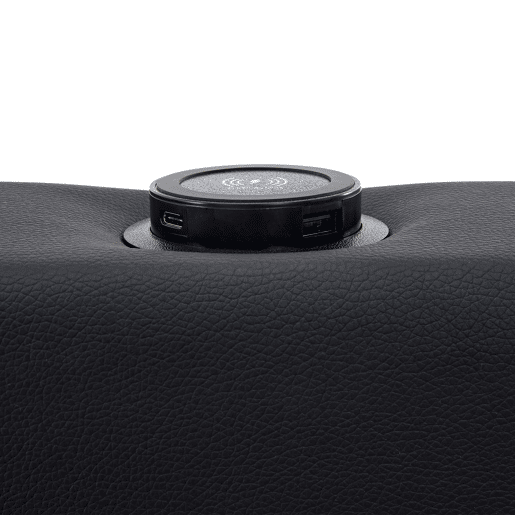 Cama estofada 90x190 - com porta USB, carregamento sem fios e com fios, LED e 4 gavetas - Preto