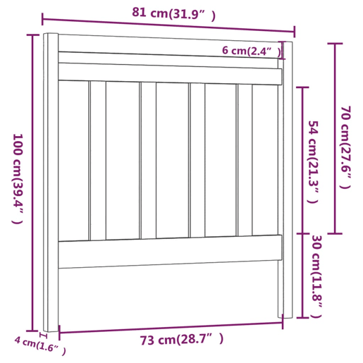 Cabeceira - Cabeceira de cama 81x4x100 cm pinho maciço cinzento