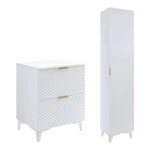 Conjunto de toucador e coluna de pedestal de 60 cm Cléa White