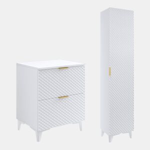 Conjunto de toucador e coluna de pedestal de 60 cm Cléa White