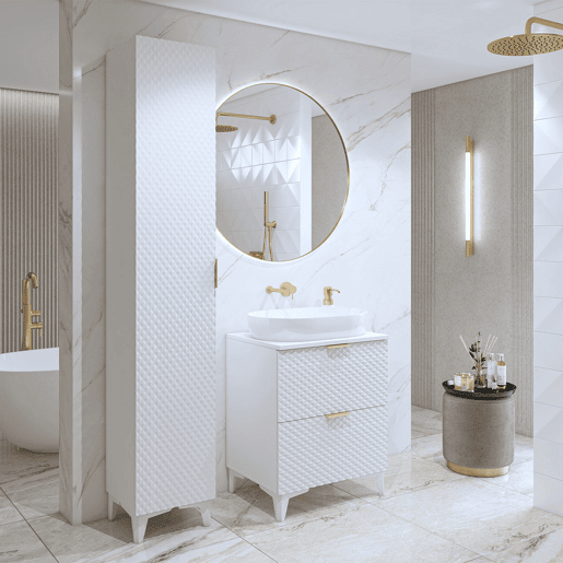 Conjunto de toucador e coluna de pedestal de 60 cm Cléa White