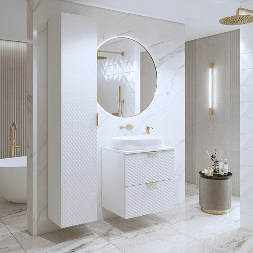 Conjunto de toucador e coluna de pedestal de 60 cm Cléa White