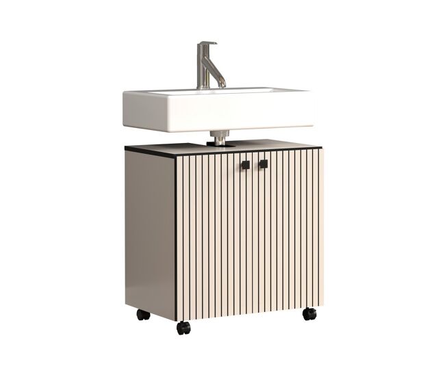 Mueble bajo lavabo con ruedas 2 puertas l60 cm - purebliss