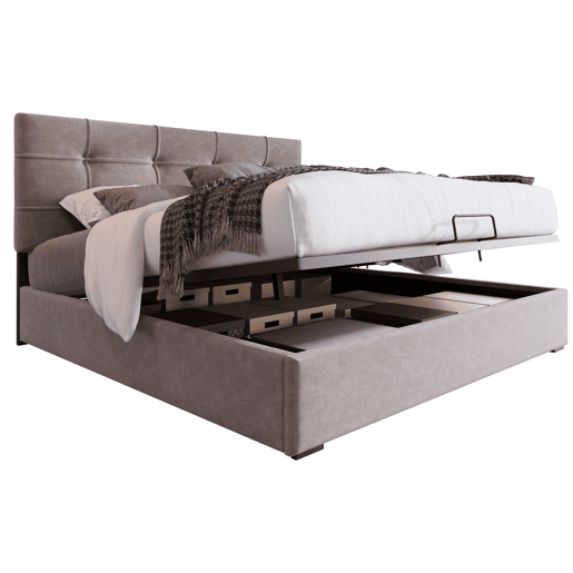 Cama estofada 140x200 cm - Cabeceira ajustável, cama com estrado de ripas e estrutura metálica, veludo, estrutura moderna com arrumação - Cinza claro