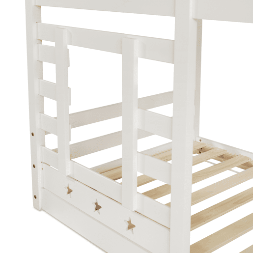 Cama infantil 90x200 cm - Cama beliche em forma de árvore com gavetas e proteção anticaída - Branco