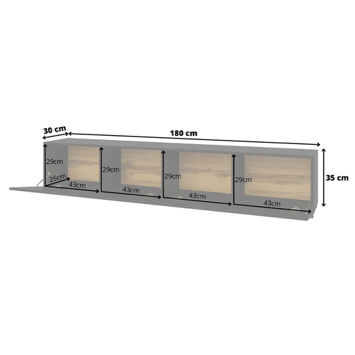 Glora Preto Suporte para TV com 2 portas 180 cm
