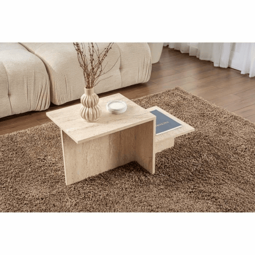Mesa de Centro Harmony Bege 80 x 40 x 40 cm Mesa de Centro Harmony Bege 80 x 40 x 40 cm