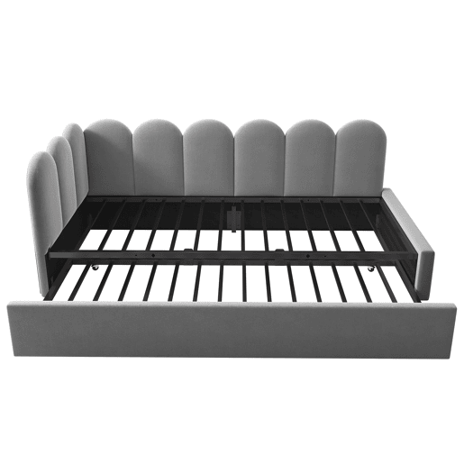Cama divã 90x200 cm - Sofá-cama com cama extensível 90x190 cm e estrado - Cinza