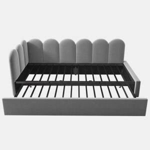 Cama divã 90x200 cm - Sofá-cama com cama extensível 90x190 cm e estrado - Cinza