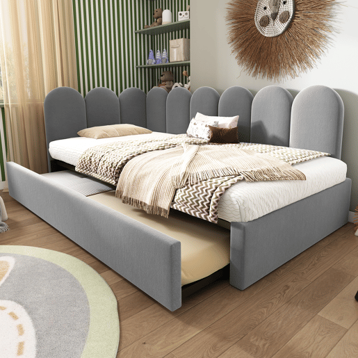 Cama divã 90x200 cm - Sofá-cama com cama extensível 90x190 cm e estrado - Cinza
