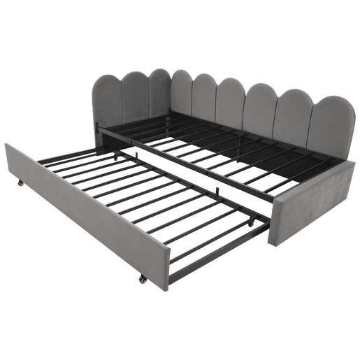 Cama divã 90x200 cm - Sofá-cama com cama extensível 90x190 cm e estrado - Cinza