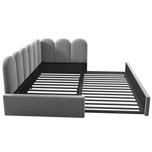 Cama divã 90x200 cm - Sofá-cama com cama extensível 90x190 cm e estrado - Cinza