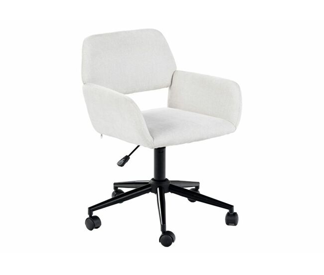 Silla de comedor escandinava, tela beige, giratoria, altura regulable y 5 ruedas ross kd chenille beige black