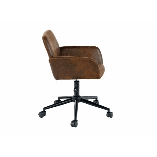 Cadeira de escritório vintage em tecido de camurça, giratória, altura ajustável e 7 rodízios ROSS SUEDE CASTANHO PRETO