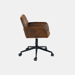 Cadeira de escritório vintage em tecido de camurça, giratória, altura ajustável e 7 rodízios ROSS SUEDE CASTANHO PRETO