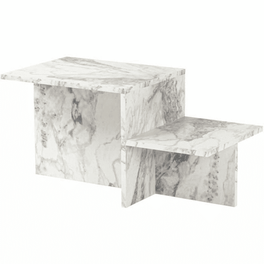 Mesa de Centro Harmony Branco Cinzento 80 x 40 x 40 cm Mármore