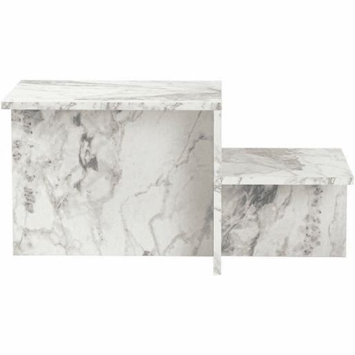 Mesa de Centro Harmony Branco Cinzento 80 x 40 x 40 cm Mármore